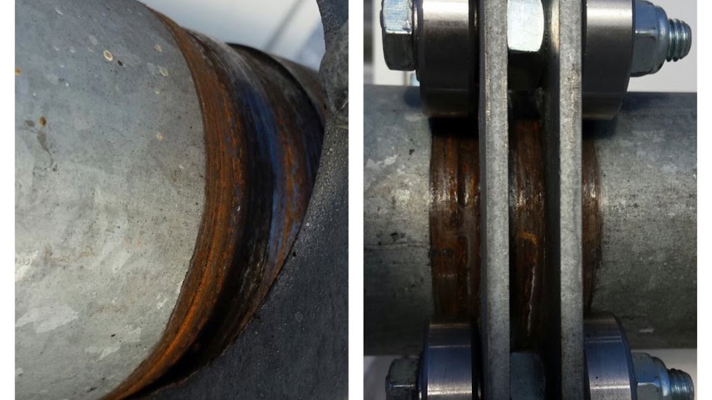 roest en schroeven op een buis