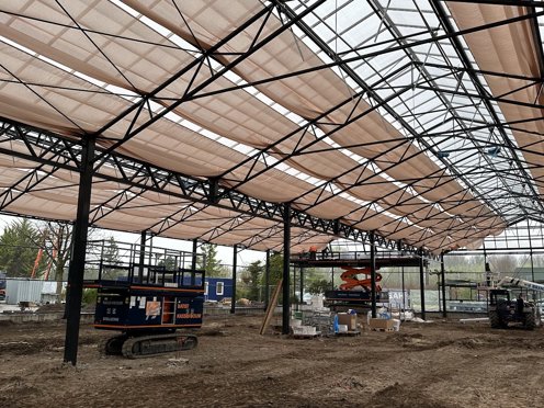 schermdoek in tuincentrum
