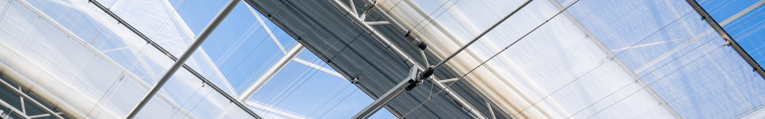 screens in the ridge of a greenhouse