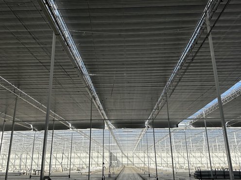 kas in aanbouw met schermdoeken