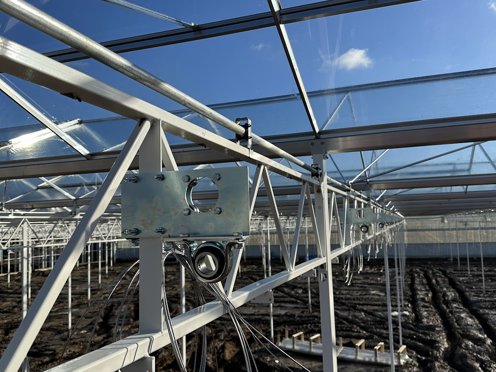 constructie van schermen in een tuinbouwkas