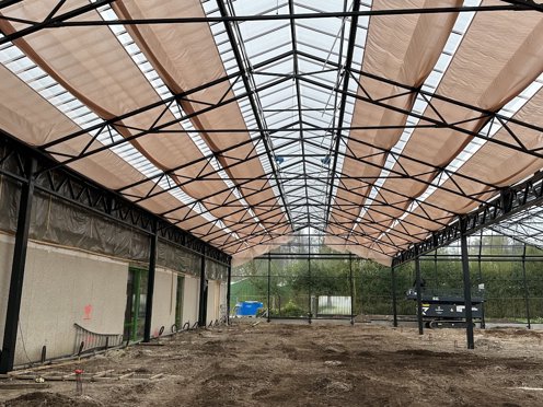 schermdoek in tuincentrum